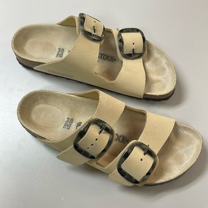 Birkenstock Arizona Big Buckle Crean Sandals Size 38